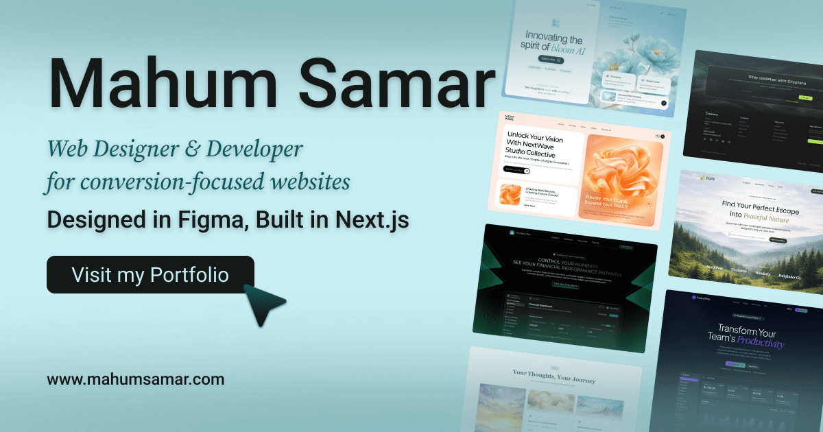 Samar Designer Web Designer & Developer for SaaS Founders | Mahum Samar | Mahum Samar